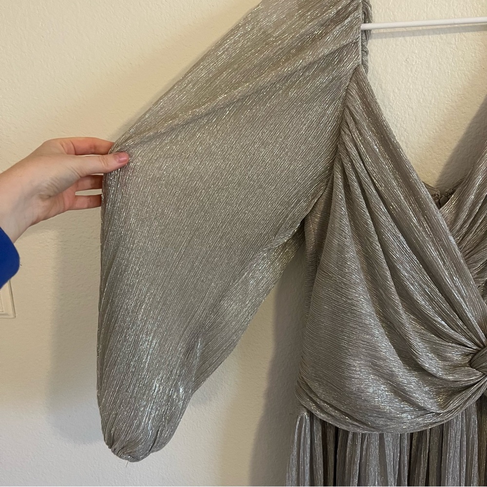 JONATHAN SIMKHAI Adele Twist-Front Plissé-Lamé Gown - Picture 5 of 14